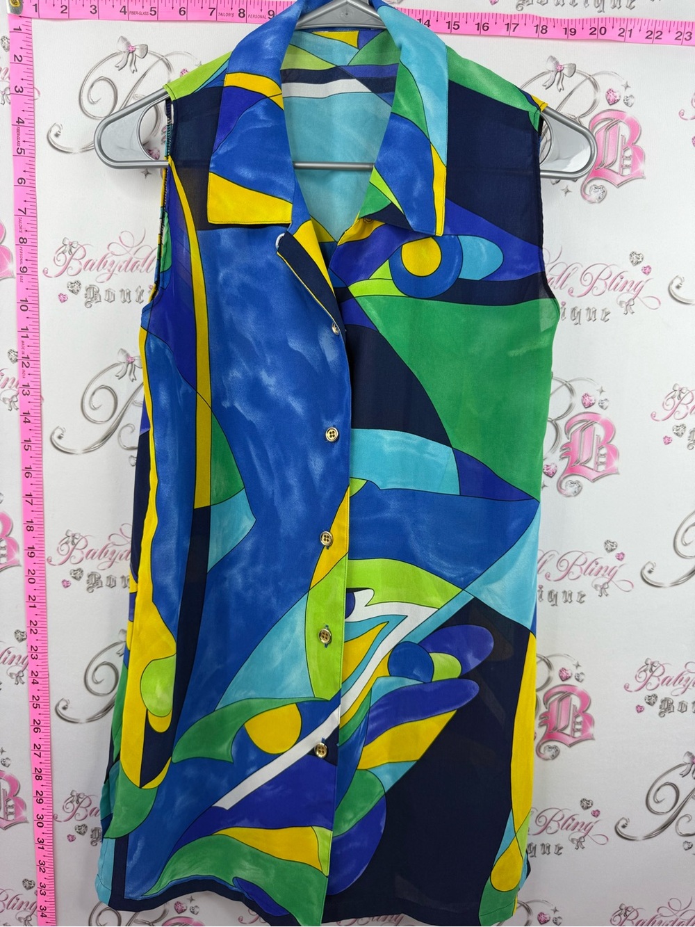 Tank top vintage button up swirls Sleeveless Abstract Print Skirt - Multicolor